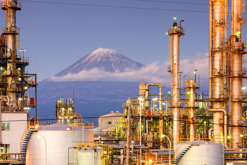 Mt. Fuji, Japan viewed from behind factories..jpeg